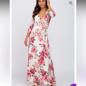 Pinkblush Floral Maxi Maternity Dress - Pink and White Worn Once